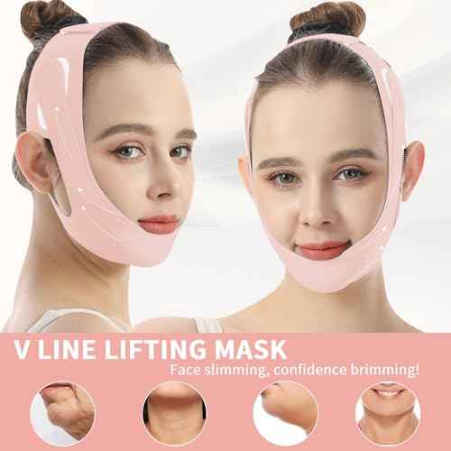 Face Lift Tape - V Line Lifting Mask Chin Strap for Sleeping, Adjustable Face Lifting Strap, 3D Contoured Design Facial Lifting Belt, Double Chin Reducer for Facial Shaping and Jawline Shaper