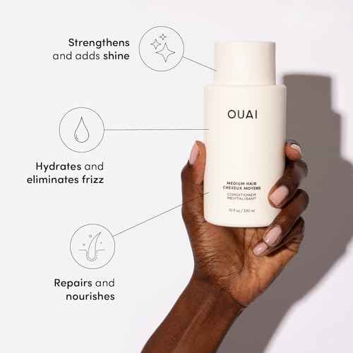 OUAI Medium Hair Shampoo and Conditioner Set - Sulfate-Free Shampoo and Conditioner for Women & Men - Made with Keratin, Shea Butter & Avocado Oil - Free of Parabens & Phthalates (10 Fl Oz)