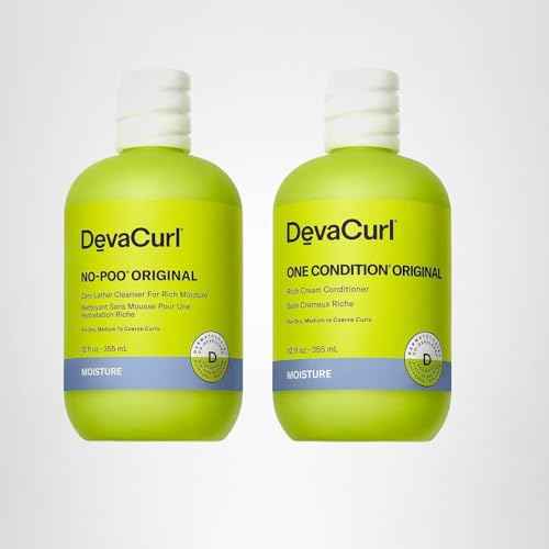 DevaCurl No-Poo Original Non-Lathering Cleanser for Rich Moisture and One Condition Original Rich Cream Conditioner, 12