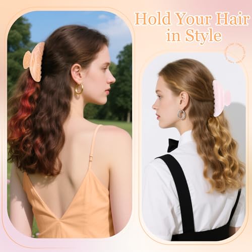 4.2 Inch Large Acrylic Claw Clips, Cute Champagne Blonde Hair Clips Strong Hold Hair Claw Barrettes for Thick Thin Hair, 4 Pack Stylish French Hair Accessories for Women Girls