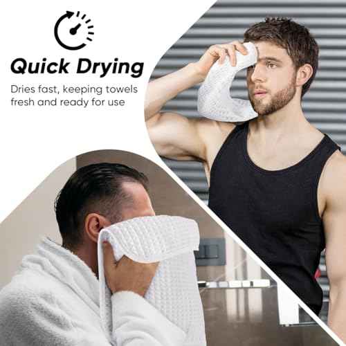 HOMEXCEL White Waffle Washcloths 4 Pack, Microfiber Face Towels for Bathroom, Lint Free, Highly Absorbent and Quick Dry Wash Cloths for Bathroom, Hotel, Spa, Gym, and Kitchen, Face Cloth, 12x12 Inch