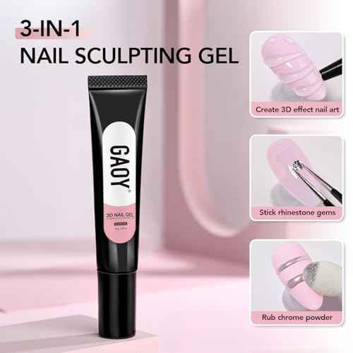 GAOY 3D Nail Gel, 15g Clear Sculpting Gel for Carving, Molding and Painting Nail Art Designs, Rhinestone Glue for Gems Decoration