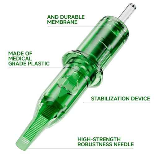 50Pcs Tattoo Cartridge Needles #12 Standard Assorted Mixed Size Round Liner with Membrane Safety Cartridges 3RL 5RL 7RL 9RL 5RS 9RS 7M1 9M1 7CM 7RM 9RM for Tattoo Gun & Beginners & Pro Artists