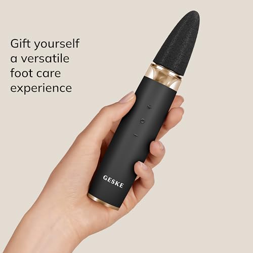 GESKE Electric Pumice Foot Smoothing Multi-Pen | 8 in 1 | Electric Foot File & Exfoliator | 3 Pumice Stone Attachments | for Smooth Feet | Advanced Callus Removal | for Your Pedicure Set