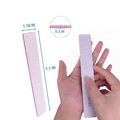 80/80 Grit Nail Files, Emery Boards Nail File for Acrylic and Gel Nails, Coarse Nail File Double Sided 80 Grits Emory Professional Filers Reusable Washable Manicure Square Gray