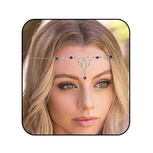 Boho Head Chain Beaded Headbands Vintage Crystal Headpieces Irish Knot Forehead Chain for Women