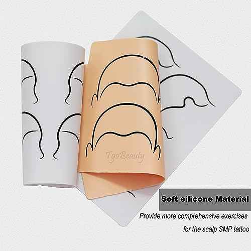 3pieces Single Side Silicone Scalp Microblading Practice Skin Bald Head Tattoo Practice Skin for SMP Scalp Micropigmentation Practice (Front Face-Pink Skin)