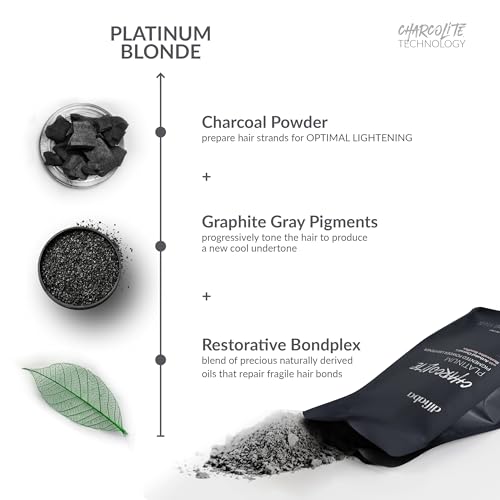 DIFIABA Charcolite Charcoal Bleach Hair Lightener Powder - Cool Toning Lightening Powder w/ Activated Charcoal & Restorative BondPlex - Lighten & Tone in 1 Step - Lifts to 10 Levels (500, 1, Count)