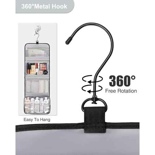 Relavel Travel Hanging Toiletry Bag for Men Women Travel Kit Shaving Bag Waterproof Large Makeup Bag Wash Bag Makeup Organizer Cosmetic Case for Bathroom Shower Black