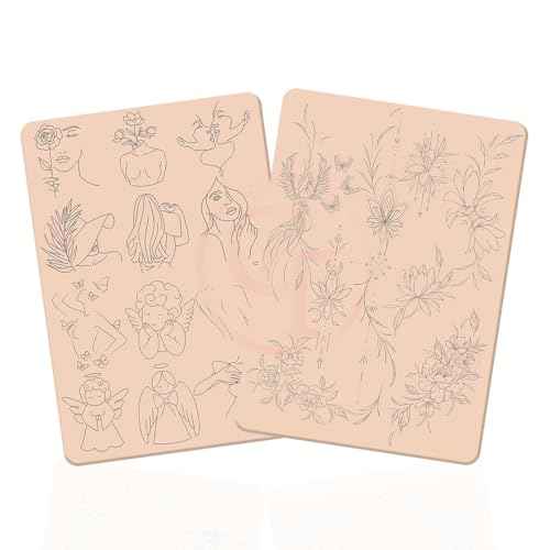 1pc Premium Silicone Tattoo Training Pad Double Side Pre-Printed Pink Tiny Tattoo Practice Skin for Body Art Tattoo Training