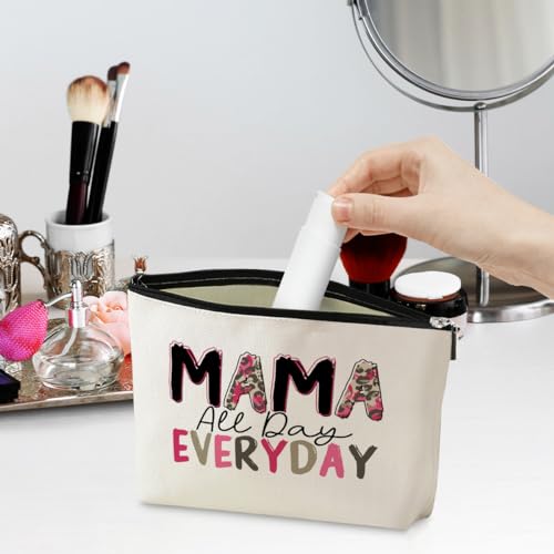 Mama Cosmetic Bag Mom Gifts Blessed Makeup Bag Mama Gifts Travel Organizer Mother Gifts Zipper Pouch for Mother Mama Mommy Mammy Mum Women Female Gifts for Mom from Daughter Son Mothers Day Birthday