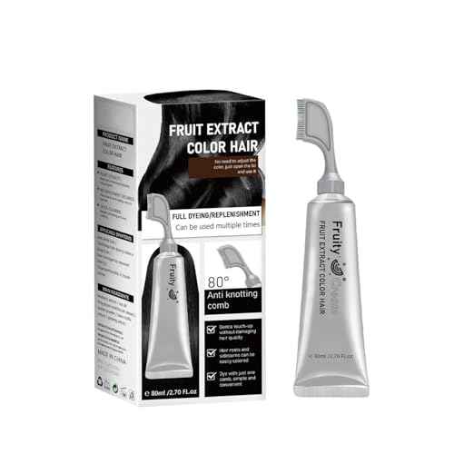 Fruit Essence Hair Dyeing Comb, 2025 New Black Fruit Dyeing Cream, Plant Extract Hair Dye Essence, Hair Dye Cream with Comb, Natural Gray Coverage, Easy Home Hair Color Kit (01#)