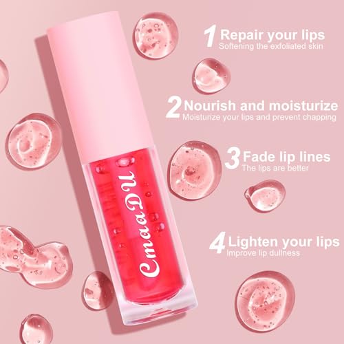 FantasyDay Plumping Lip Oil Set, Clear Lip Gloss for Lip Care, Fruit Flavour Hydrating Lip Glow Oil Toot Lip Oil, Nourishing, Non-sticky