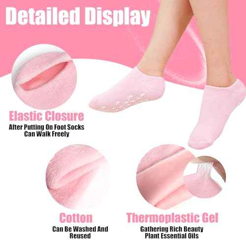 2Pairs Moisturizing Socks - Silicone Socks for Dry Cracked Feet Women - Gel Socks for Dry Cracked Feet Women - Lotion Socks for Repairing and Softening Dry Cracked Feet Skins