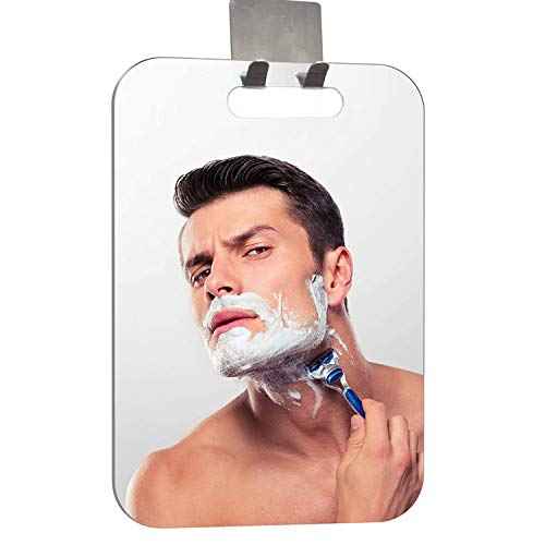 APHUIME Fogless Shower Mirror (11inX7.48in), Anti-Fog Frameless Wall Hanging Makeup & Shaving Bathroom Accessory (Large, Shaver Hook)