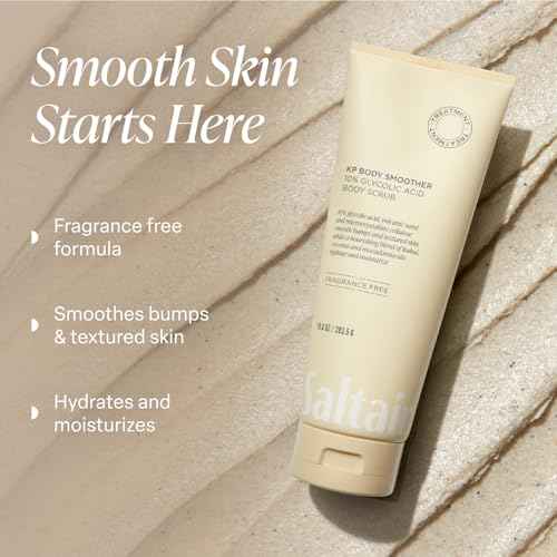 Saltair KP Body Scrub. 10% Glycolic Acid Treatment with Volcanic Sand and Plant Moisturizers. Fragrance-Free Physical Chemical Exfoliator. Exfoliating Body Scrubber for Rough Bumpy Skin, 10oz.