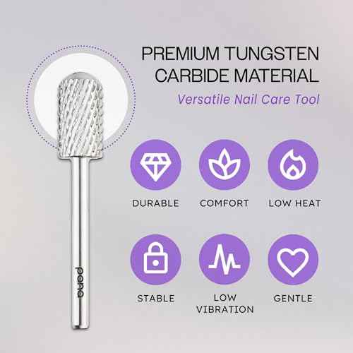 PANA 3/32" Large Smooth Round Top Safety Carbide Nail Drill Bit for Gel Polish & Acrylic Removal Nail Salon Manicure Pedicure Electric File Tools (Large Barrel - Silver, Extra Coarse)