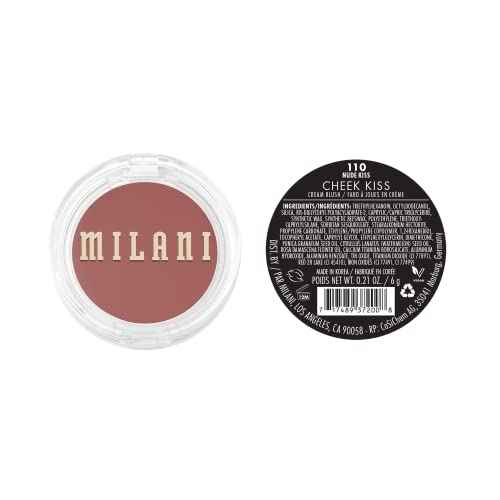 Milani Blush Makeup ? Cheek Kiss Cream Blush for Cheeks, Buildable Cream-to-Gel Blusher & Lip Tint, Dewy Natural Color, Hydrating - Nude Kiss