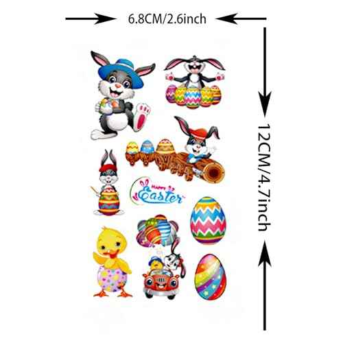 10 Sheets Happy Easter Tattoos For Kids Boys Girls Temporary Tattoos Easter Party Decoration Goodie Bag Fillers, Funny Bunny Eggs Fake Tattoo Sticker Easter Party Favor Supplies Easter Basket Stuffers
