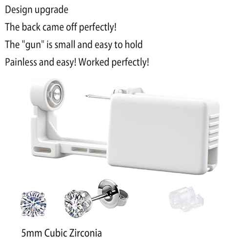 Ear Piercing Kit, Disposable Ear Piercing Gun Preloaded CZ Earring Studs, Body Piercing Kits for Your Own Use at Home (Silver)