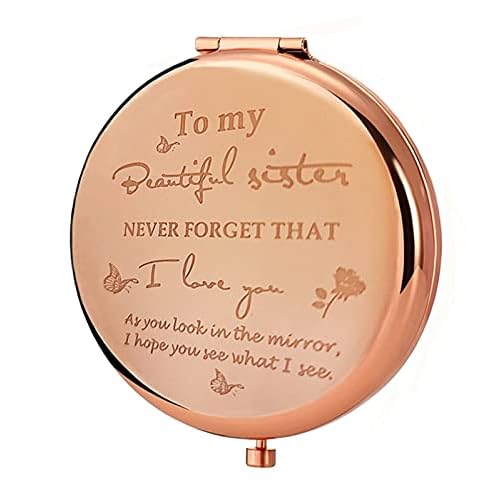 Friend Mirror to My Sisters Frosted Compact Mirror from Sister Brother Friendship Graduation wedding Gifts for Her Best Friend Birthday Gifts,Sentimental Friend Gift Ideas for Sisters Women