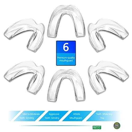 The ConfiDental - Pack of 6 Moldable Mouth Guard for Teeth Grinding Clenching Bruxism, Sport Athletic, Whitening Tray