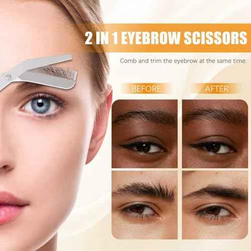 Eyebrow Trimming Scissors with Comb, Gifts For Men Women Stocking Stuffers, Precision Grooming Kit