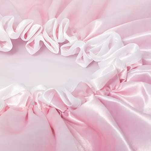 Aquior Shower Caps, Reusable Shower Cap for Women, Double Layer Waterproof Bonnet Hair Cap, Large Size for All Hair Lengths,for Girls Spa Home Salon Use (Pink Cloud)