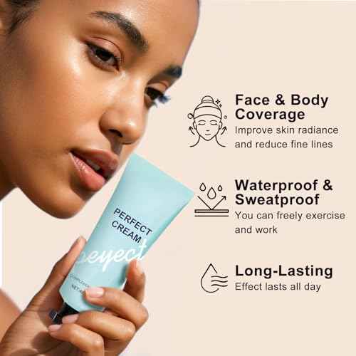 Supreme CC Waterproof Concealer Cream, Creme All-Over Complexion Perfector, Hydrating Full Coverage Concealer, Long-Lasting CC Cream Foundation, Transfer-Resistant Skin Tint