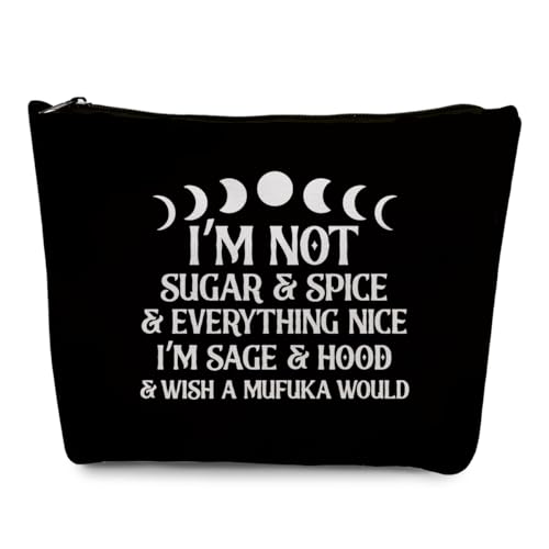 gfuhlre Moon Phase Witch Gifts Stuff Makeup Bag Travel Toiletry Bag Funny Witchcraft Bag Meditation Gifts for Witchcraft Women Birthday Halloween I'm Not Sugar Spice