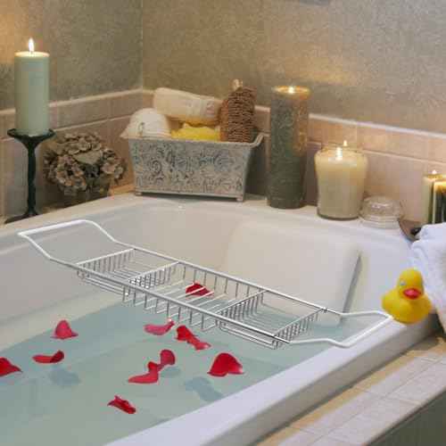 Cabilock Bathtub Tray - Stainless Steel Shower Tray, Expandable Extra Wide Bath Tub Organizer, Over The Tub Shelf Rack for Bathroom Accessories