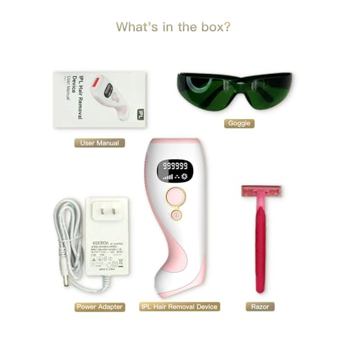 IPL Hair Removal Device for Women and Men,Painless Home Use IPL Beauty Device For Home Use, For Underarm facial hair below the chin line and legs.(Candy Pink/White, 199 * 76.5 * 46.5mm)