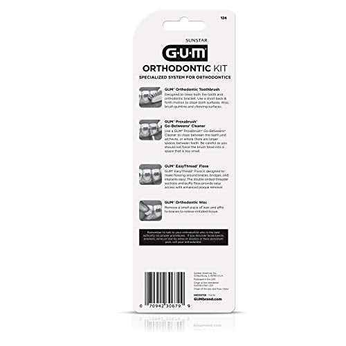 GUM Orthodontic Kit ? Features Orthodontic Toothbrush, 3 Proxabrush Sizes and Shred-Resistant EasyThread Floss, and Mint Ortho Wax