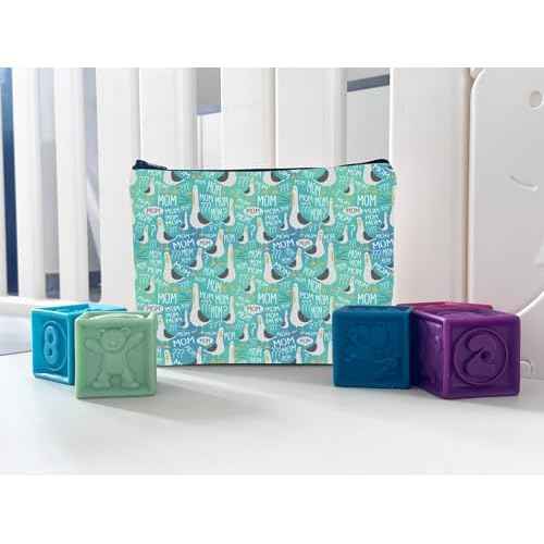 WCGXKO Seagull Mom Makeup Bag - Cosmetic Case - Turquoise - Cartoon Pattern - Reusable - Makeup, Travel, Toiletry - Women