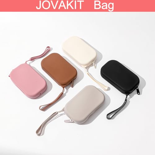 JOVAKIT Small Portable Silicone Makeup Bag for Women, Travel Waterproof Toiletry Cosmetic Bag Gifts for Women, Zipper Closure Makeup Case with Handle (Black)