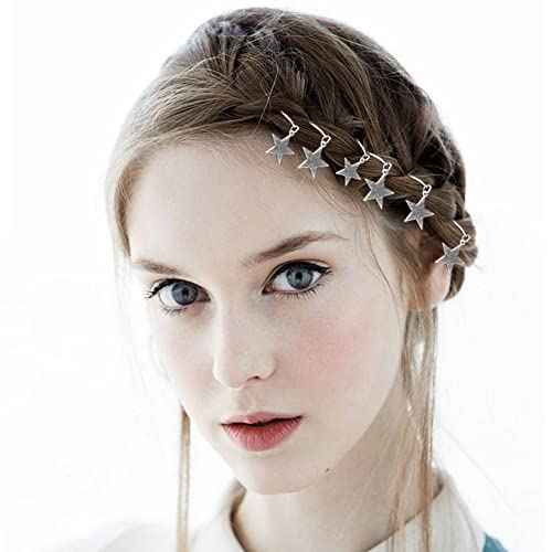 20 PACK Silver Star Hair Jewelry for Braids - Charms, Rings and Accessories for Women