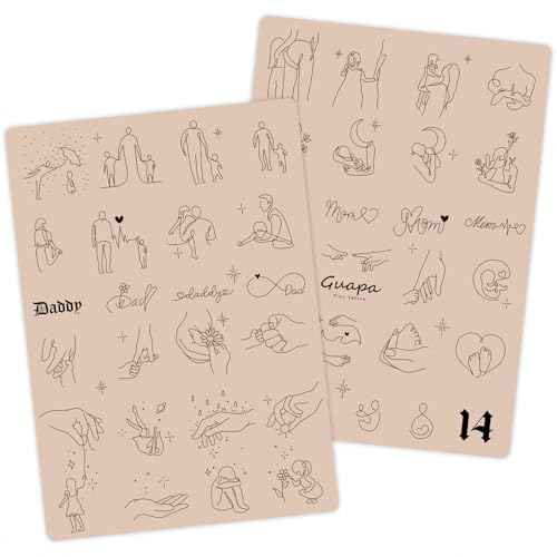 Guapa 1.5mm Silicone Tattoo Practice Skin ? Dual-Sided Pad with Family Designs for Tattoo Training, 14.5x20.5cm Realistic Fake Skin Sheet (Pink-3PCS)