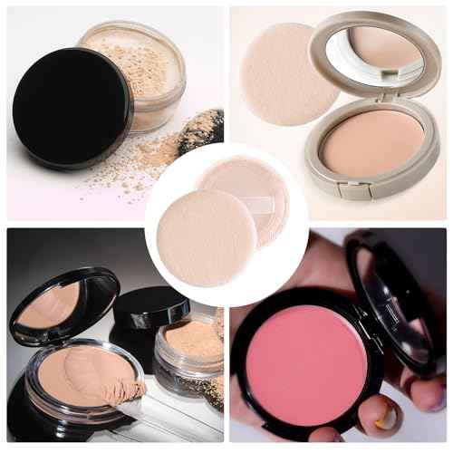 25 Pack 60mm Round Powder Puffs for Foundation Makeup Applicators, Soft Cotton Skin-Friendly Face Powder Sponge Velour Velet Puffs Pads for Cream Cosmetics
