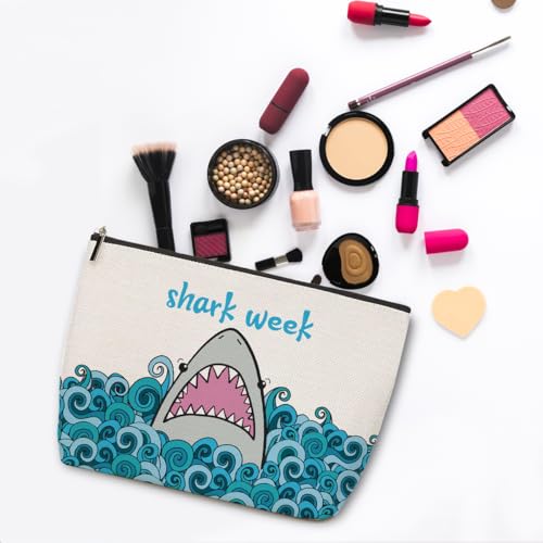 ZHAMEN Makeup Bag, Funny Shark Design, Large Capacity, Waterproof, Multipurpose for Women, Girls, Animal Lovers, Graduation, Friendship, Birthday, Christmas