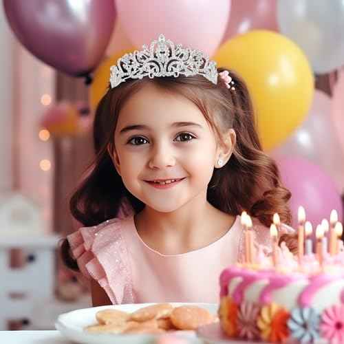 Schmoopy Tiara Crown for Women, Crystal Tiara for Bridal Prom Queen Birthday Birthday Party (A-Silver)