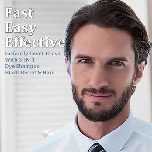 Men¡¯s Beard Dye Black in 10 Mins, Instant Beard Color for Men Gray Mustache & Beard Coverage, 3 in 1 Long Lasting Beard Dye Shampoo, Gifts for Men Dad, Quick & Easy to Use