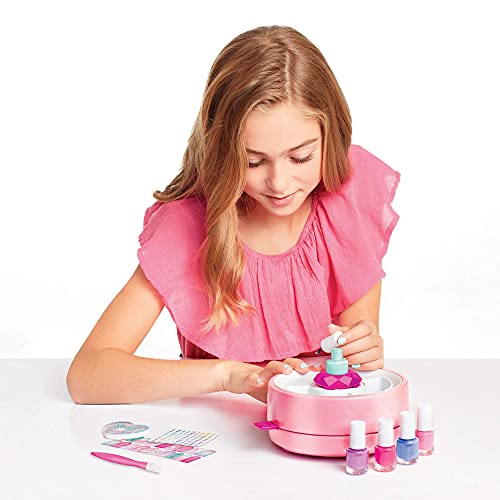 Light Magic Nail Dryer & Polish Set for Girls & Teens - 5 Vibrant Nail Colors, Art Stickers, Nail File, Cuticle Pusher & Dryer - Water-Based, Non-Toxic Polish Perfect Spa Day Manicures Make it Real