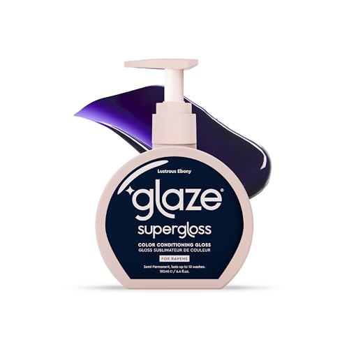 Glaze Supergloss Color Conditioning Gloss With Dispensing Pump ? Hydrating Semi-Permanent Color Hair Gloss & Shine Boost ? Vegan, Cruelty-Free ? 6.4 fl oz - Lustrous Ebony - Blue Black