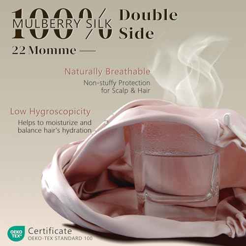 ZIMASILK 22 Momme 100% Mulberry Silk Bonnet for Sleeping & Women Hair Care, Highest Grade 6A Silk Hair wrap for Sleeping with Premium Elastic Stay On Head (1Pc, Pink)