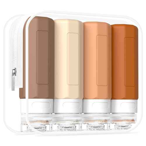 Redfly Travel Bottles for Toiletries, 3oz Tsa Approved Travel Size Containers, BPA Free Leak Proof Squeezable Containers for Toiletries, Silicone Refillable Essentials for Shampoo Conditioner Apricot