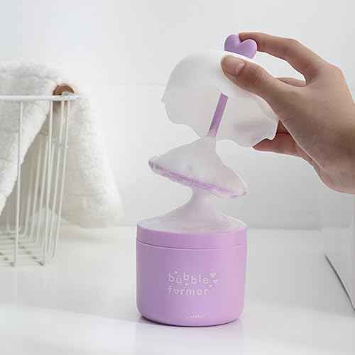 Plastic Facial Cleanser Foamer Cup Portable Face Cleanser Foam Maker Cup Travel Skin Care Foam Maker Facial Skin Cleansing Care for Quickly get a rich cleanser lather (Purple)