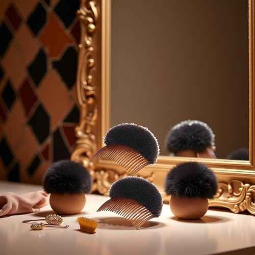 2pcs Brown Women Soft Sponge Foam Hair,Clip Hair Comb Braid Tool Styling Accessories,Base Inserts Bump Up Hair Pads Styling Stick Bun Maker Braid Tool Barrettes