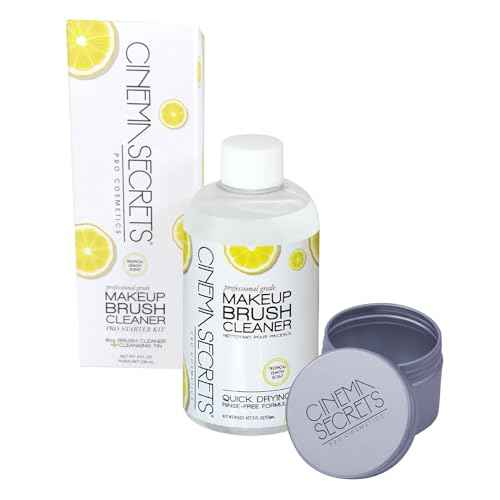 Cinema Secrets Original Makeup Brush Cleaner Kit - Professional Cleanser + Cleansing Tin for Makeup Brushes - Quick-Drying, Rinse-Free Formula - Removes Stubborn Waterproof Make Up - Lemon