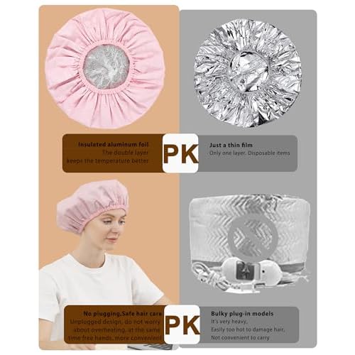 YIZIJIZI 2 Pieces Heat Cap for Deep Conditioning, Conditioning Cap Made of Aluminum Foil for Home and Salon Use, Hair Dyeing£¨pink£©
