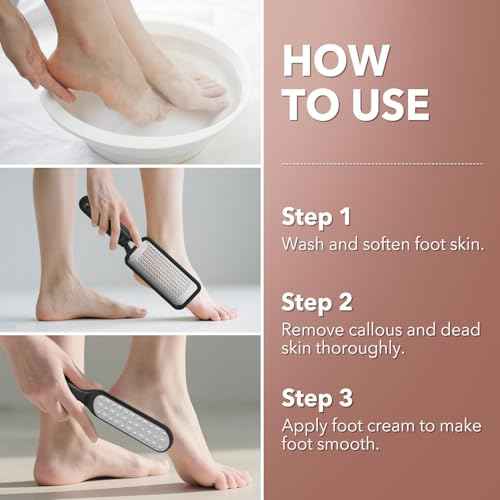 2 Pack Foot File Callus Remover, Durable Foot Scrubber for Hard Dead Skin, Foot Rasp and Double-Sided Foot Heel Scraper for Cracked Heels & Corns, Stainless Steel Pedicure Feet File Tool
